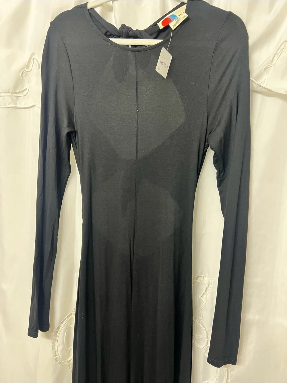 NWT Free People Beach OB1049875 Open Back Tie Wide Leg Jumpsuit Black M